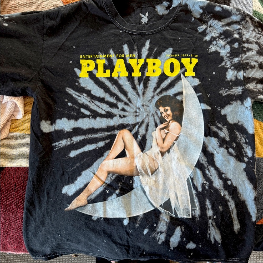 PLAYBOY Cotton Tie Dye Longsleeve, Vintage Cover Art 1973, Size S, NWOT